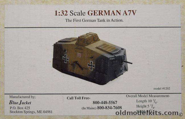 Bluejacket 1/32 German A7V Tank, 1202 plastic model kit